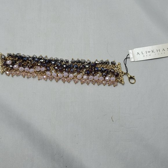 Ali Khan beaded bracelet with gold links. color amethyst-lilac-hematite beads - Picture 5 of 5